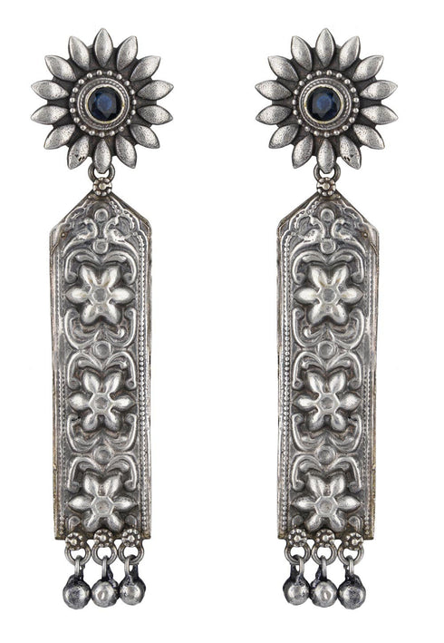 Silver Look Alike Stone Studded Earrings